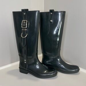 Coach Tasha Shiney Finish GraphiteTall Rubber Rain Boots